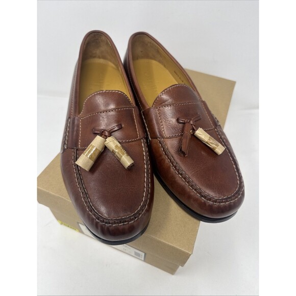 COLE HAAN Pinch Air Tassel Dress Shoes Size 9.5W Saddle Tan Leather Loafers NEW main image 9
